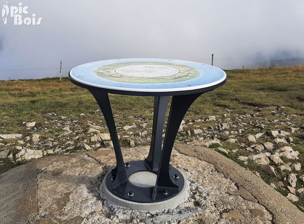 A round orientation table at a viewpoint